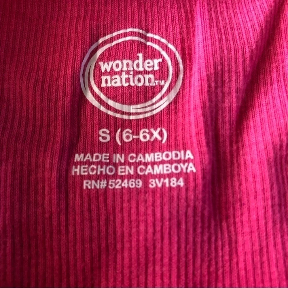 Wonder Nation pink ribbed tank top in size S (6-6X)